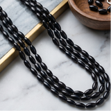 1 string Glass Oval Beads Black 5x3mm