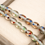 1 String 12x10mm Glass Oval Beads Tans White