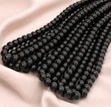 5 Strings 4mm Glass Round Beads Black