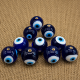 10 Pc, 20mm Evil Eye Round Beads Blue