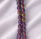 1 string Glass Oval Beads Purple Rainbow 10x8mm