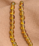 1 string Glass Beads Oval Green Olive Rainbow 8mm