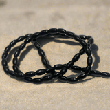 1 string Glass Beads Oval Black 4x7mm