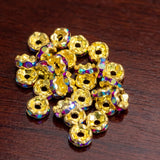 200 Pcs 5mm Rhinestone Rainbow Finish Disc Spacer Beads