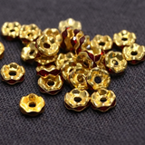 100 Pcs, 6x2mm Golden Rhinestone Disc Spacer Beads