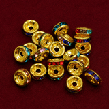 200 Pcs, 6x2mm Golden Rhinestone Disc Spacer Beads