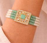 Kundan Work Acrylic Crystal Beads Bracelet