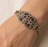 German Silver Stone Bracelet Red
