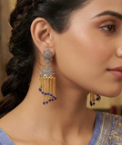 Meenakari Dangler Jhumka Earrings Blue