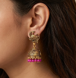 Meenakari Jhumka Earrings Pink