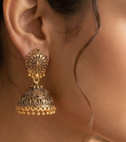 Meenakari Jhumka Earrings Golden