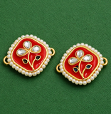 6 Pcs, 23x20mm Meenakari  Beaded Connector