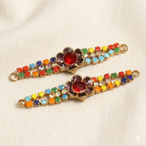 6 Pcs, Flower Design Multicolor Rhinestone Rakhi Connectors