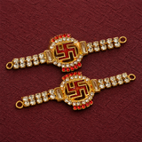 6 Pcs, Rhinestone Swastik Rakhi Connectors