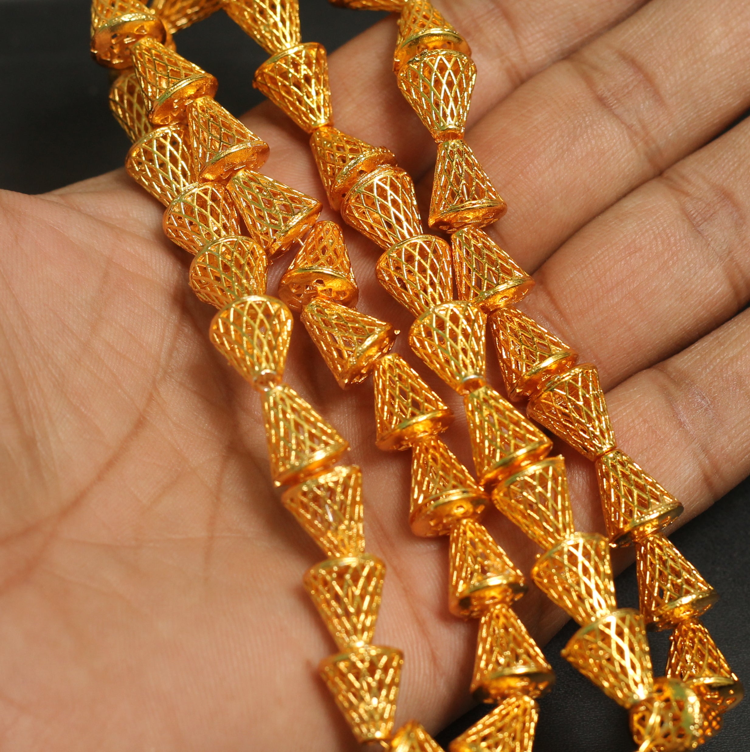 11x10mm Brass Cone Golden Beads