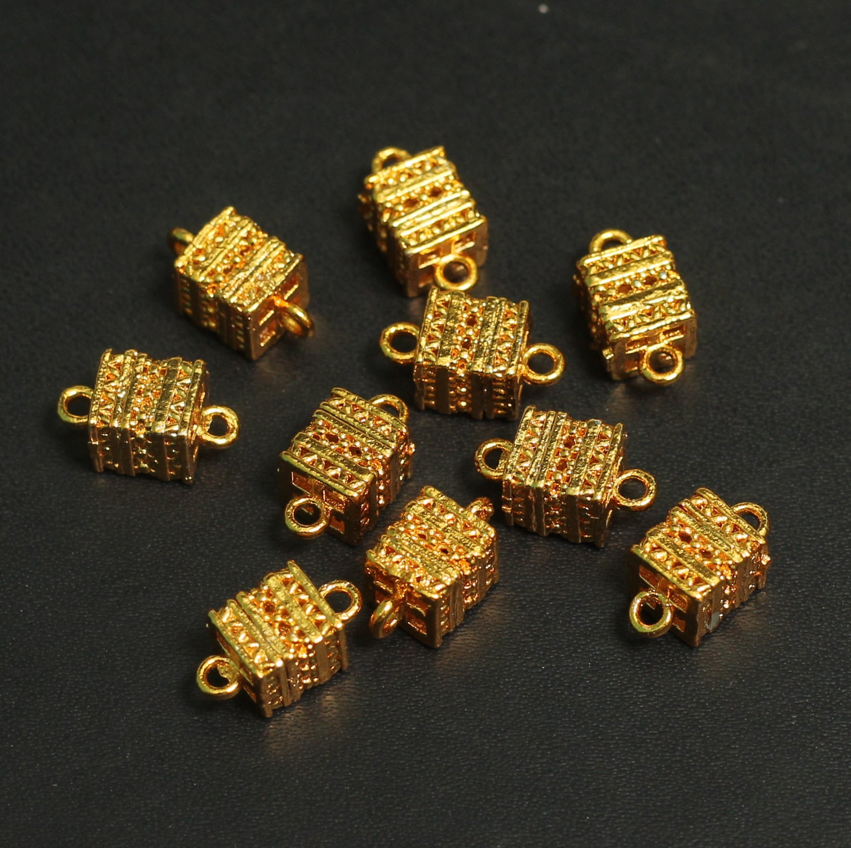 13x7mm Brass Box Golden Beads
