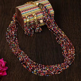 Glass Seed Beads Beaded Multilayer Necklace Set Multicolor
