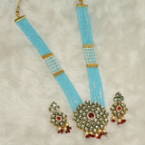 Glass Crystal Beaded Kundan Multilayer Designer Necklace Earring Set