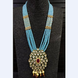 Glass Crystal Beaded Kundan Multilayer Designer Necklace Earring Set