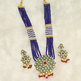 Glass Crystal Beaded Kundan Multilayer Designer Necklace Earring Set