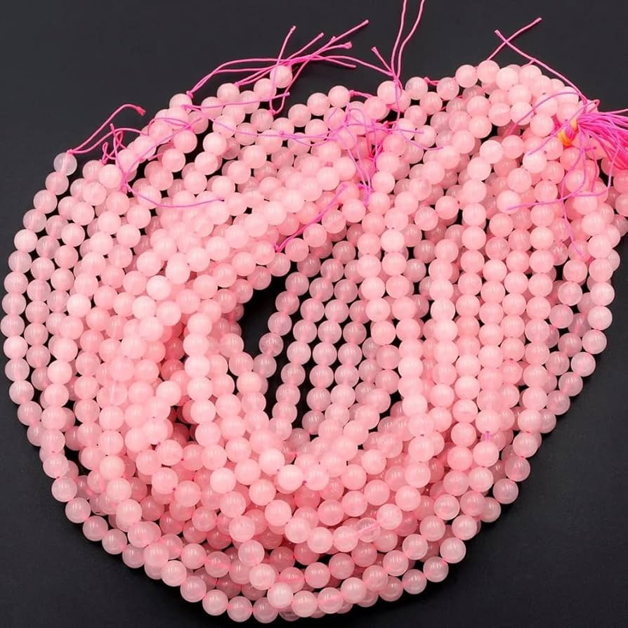 rose quartz seed beads Round Rose Quartz Stone Beads Baby Pink Baby Pink / 1 String / 6mm