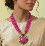 Seed Beads Necklace With Tibetan Pendant