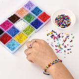 6/0 Glass Round Seed Beads Mixed Color with Elastic Crystal Thread
