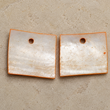 25 Pcs, 25x22mm Orange Single Hole Square Shell Beads