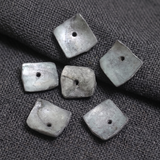 50 Pcs,13x13mm Grey Single Hole Square Shell Beads