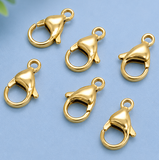 25 Pcs, 14mm Brass Lobster Claw Clasp Golden