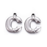 5 Pcs, 16x13mm Letter C Stainless Steel Pendants