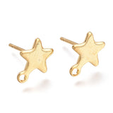 4 Pcs 304 Stainless Steel Stud Earring Findings Star Golden 10x8x0.8mm