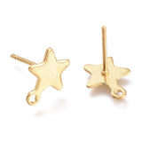 4 Pcs 304 Stainless Steel Stud Earring Findings Star Golden 10x8x0.8mm