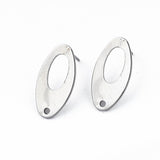 10 Pcs Non Tarnish 201 Stainless Steel Stud Earring Findings Oval 0.75 Inch