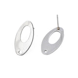 10 Pcs Non Tarnish 201 Stainless Steel Stud Earring Findings Oval 0.75 Inch