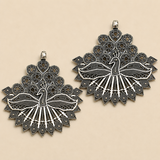 5 Pcs German Silver Peacock Pendants 3 Inch
