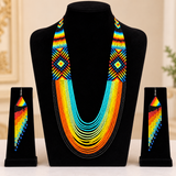 Handcrafted Rainbow Multistrand Beaded Necklace Set