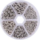 1 Box Tibetan Silver Spacer Beads Sets, Lead Free, Antique Silver, 6~7.5x2~3mm