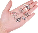 12 Pcs Tibetan Style Alloy Chinese Knot Pendants, Antique Silver