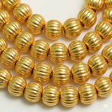 2 Strings 6mm Brass Kharbuja Gold Beads