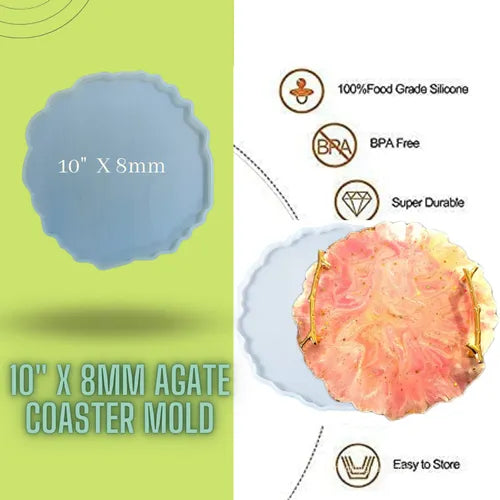 10 Inch 8mm Agate Coaster Silicone Mold