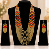 Handcrafted Golden Heritage Multistrand Beaded Necklace Set