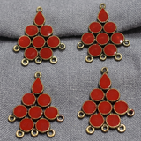 4 Pcs Red Earring Components 37mm
