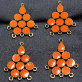 4 Pcs Orange Earring Components 37mm