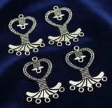 4 Pcs  Silver Earring Components 40x28mm