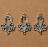 4 Pcs , Silver Earring Components 28x19mm