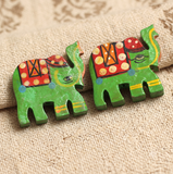 10 Pcs, Wooden Colored Elephant Beads