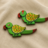 10 Pcs, 2 Inches Wooden Colored Parrot Beads Green