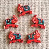 10 Pcs, Wooden Colored Elephant Beads