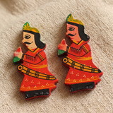 10 Pcs, 3 Inches Wooden Colored Big Raja Beads Red